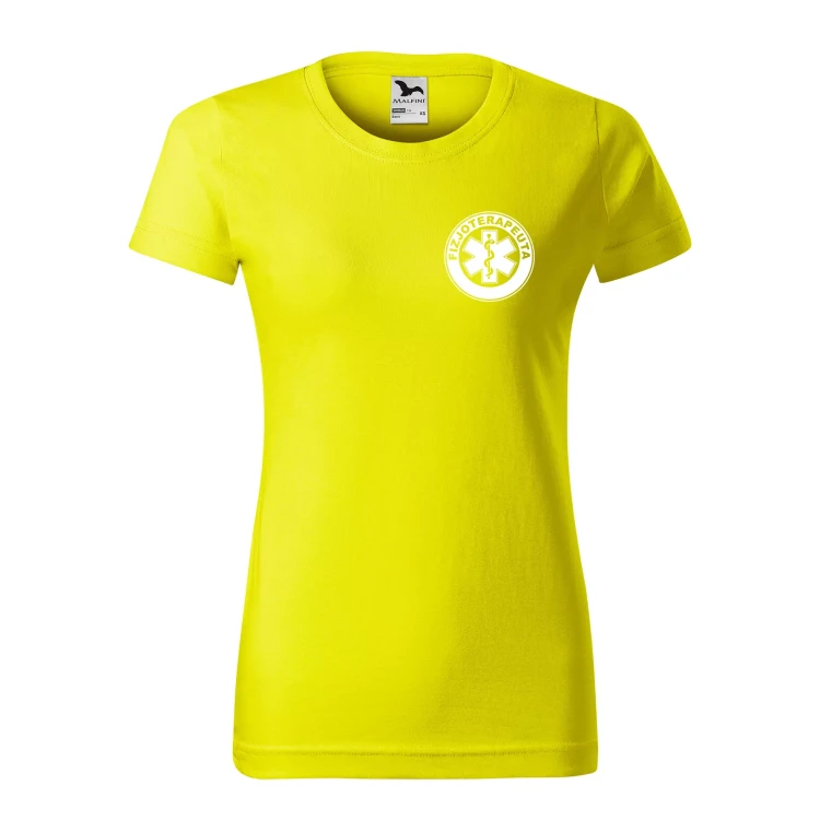 Koszulka damska BASIC 134 medyczna z krótkim rękawem z logo na sercu i plecach z nadrukiem FIZJOTERAPEUTA logo 160 gm² koszulka krótki rękaw WSZYSTKIE KOLO (33).webp