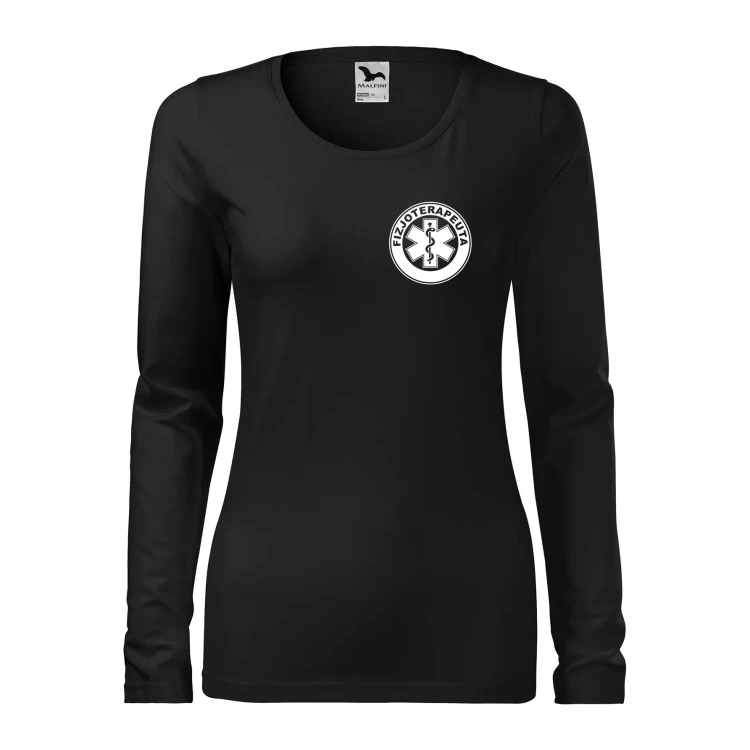 Koszulka damska z długim rękawem Slim 139 z logo własnym nadrukiem FIZJOTERAPEUTA na sercu i plecach odzież reklamowa 180 gm² WSZYSTKIE KOLORY  (2).webp