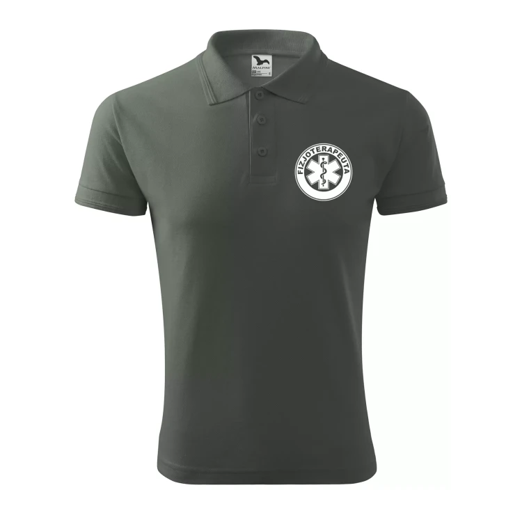 Koszulka polo męska z logo na sercu i plecach z nadrukiem FIZJOTERAPEUTA 200g Pique Polo 203 koszulka polo WSZYSTKIE KOLORY (27).webp