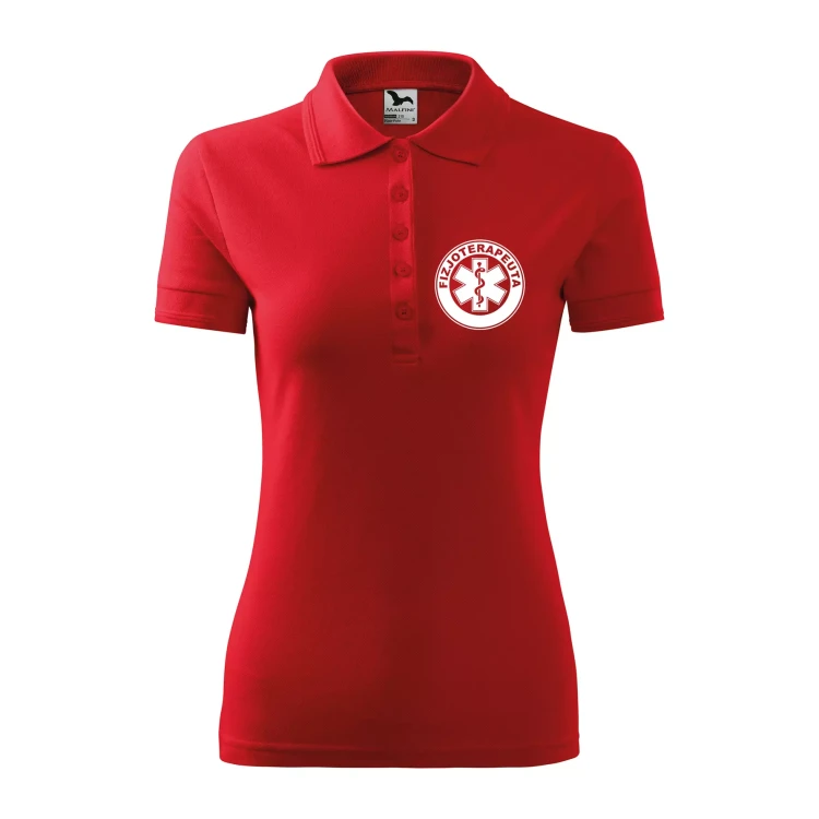 Koszulka damska polo z logo na sercu i plecach z nadrukiem FIZJOTERAPEUTA logo firmy 200 gm² Pique Polo 210 koszulka polo WSZYSTKIE KOLORY (19).webp