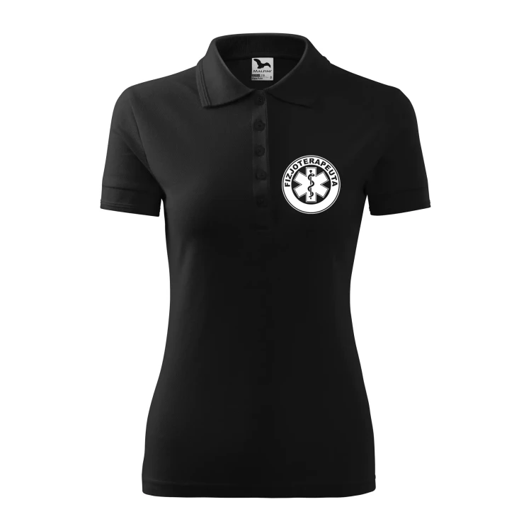 Koszulka damska polo z logo na sercu i plecach z nadrukiem FIZJOTERAPEUTA logo firmy 200 gm² Pique Polo 210 koszulka polo WSZYSTKIE KOLORY (21).webp