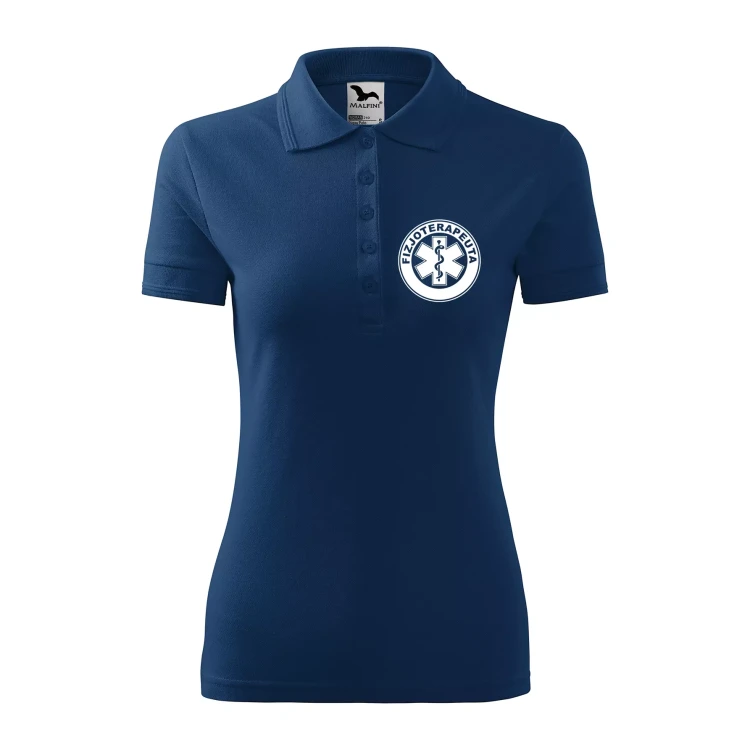Koszulka damska polo z logo na sercu i plecach z nadrukiem FIZJOTERAPEUTA logo firmy 200 gm² Pique Polo 210 koszulka polo WSZYSTKIE KOLORY (23).webp