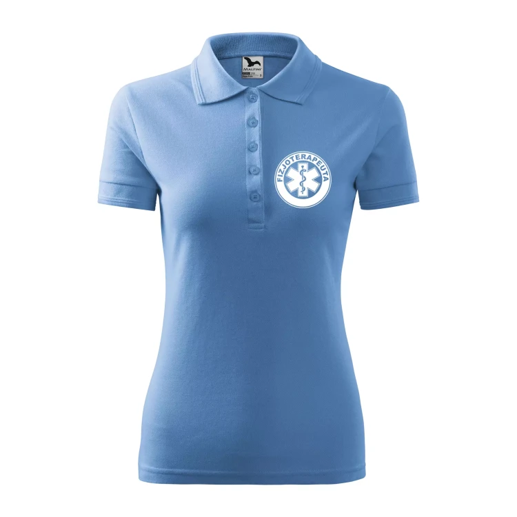 Koszulka damska polo z logo na sercu i plecach z nadrukiem FIZJOTERAPEUTA logo firmy 200 gm² Pique Polo 210 koszulka polo WSZYSTKIE KOLORY (25).webp
