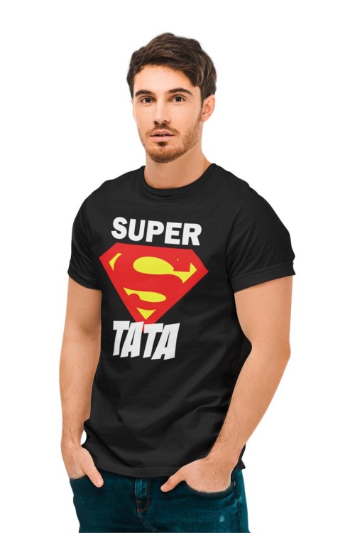 Koszulka dla taty na prezent urodziny Dzień Ojca z napisem SUPER TATA LOGO SUPERMENA 3.jpg