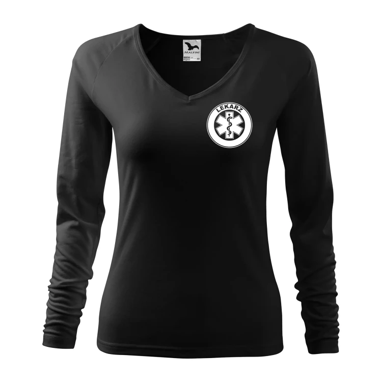 Koszulka damska z długim rękawem Elegance 127 z nadrukiem LEKARZ na sercu i plecach odzież reklamowa 180 gm² WSZYSTKIE KOLORY (1).webp