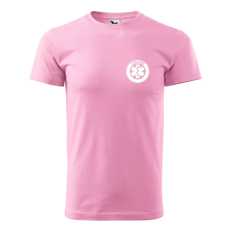 Koszulka z krótkim rękawem z logo na sercu i plecach męska z nadrukiem LEKARZ 160g BASIC 129 koszulka krótki rękaw WSZYSTKIE KOLORY (5).webp