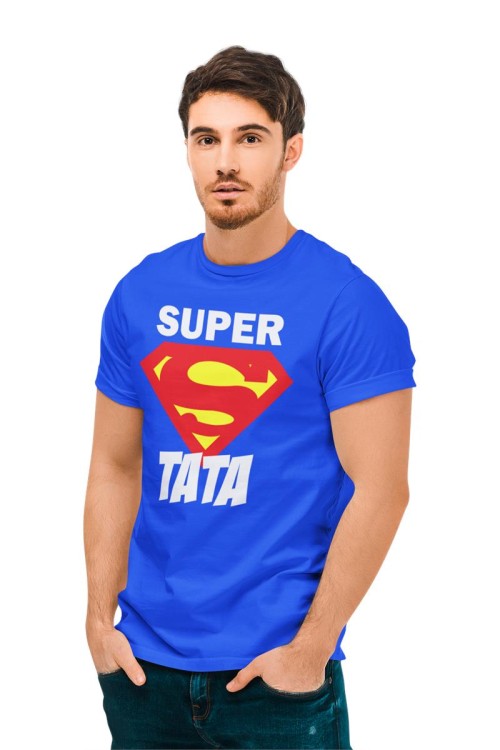 Koszulka dla taty na prezent urodziny Dzień Ojca z napisem SUPER TATA LOGO SUPERMENA 5.jpg