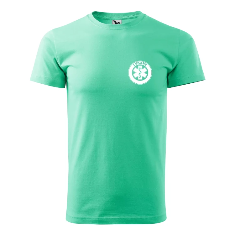 Koszulka z krótkim rękawem z logo na sercu i plecach męska z nadrukiem LEKARZ 160g BASIC 129 koszulka krótki rękaw WSZYSTKIE KOLORY (9).webp