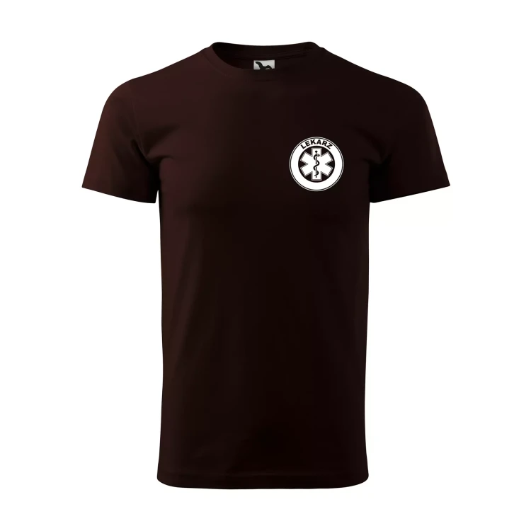 Koszulka z krótkim rękawem z logo na sercu i plecach męska z nadrukiem LEKARZ 160g BASIC 129 koszulka krótki rękaw WSZYSTKIE KOLORY (16).webp