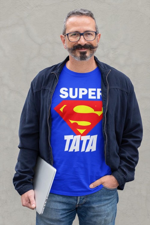 Koszulka dla taty na prezent urodziny Dzień Ojca z napisem SUPER TATA LOGO SUPERMENA 6.jpg
