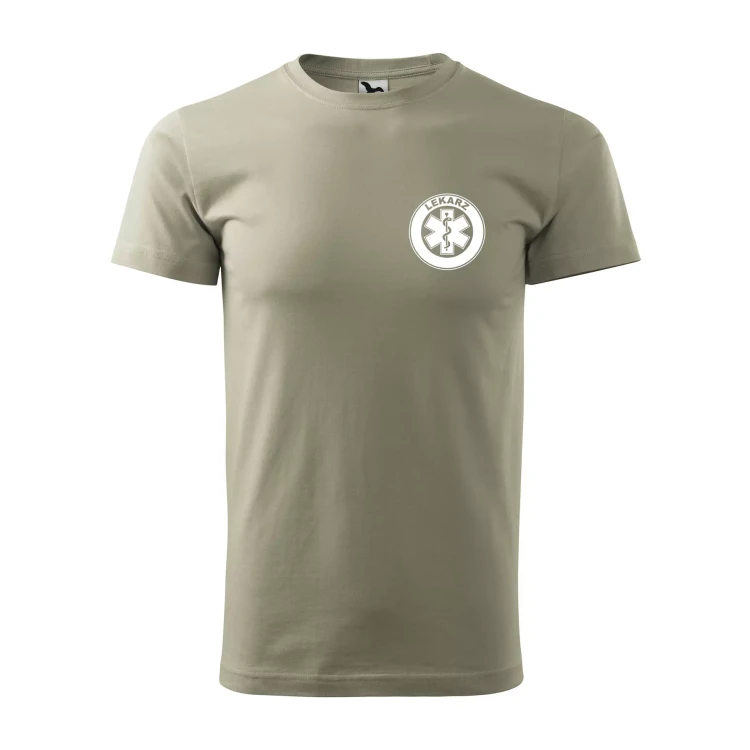 Koszulka z krótkim rękawem z logo na sercu i plecach męska z nadrukiem LEKARZ 160g BASIC 129 koszulka krótki rękaw WSZYSTKIE KOLORY (17).webp