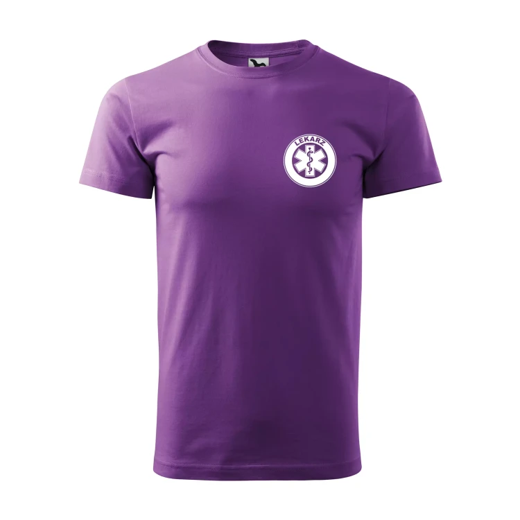 Koszulka z krótkim rękawem z logo na sercu i plecach męska z nadrukiem LEKARZ 160g BASIC 129 koszulka krótki rękaw WSZYSTKIE KOLORY (23).webp