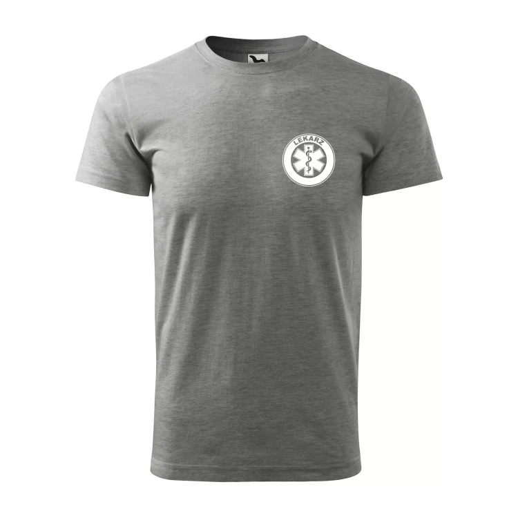 Koszulka z krótkim rękawem z logo na sercu i plecach męska z nadrukiem LEKARZ 160g BASIC 129 koszulka krótki rękaw WSZYSTKIE KOLORY (31).webp