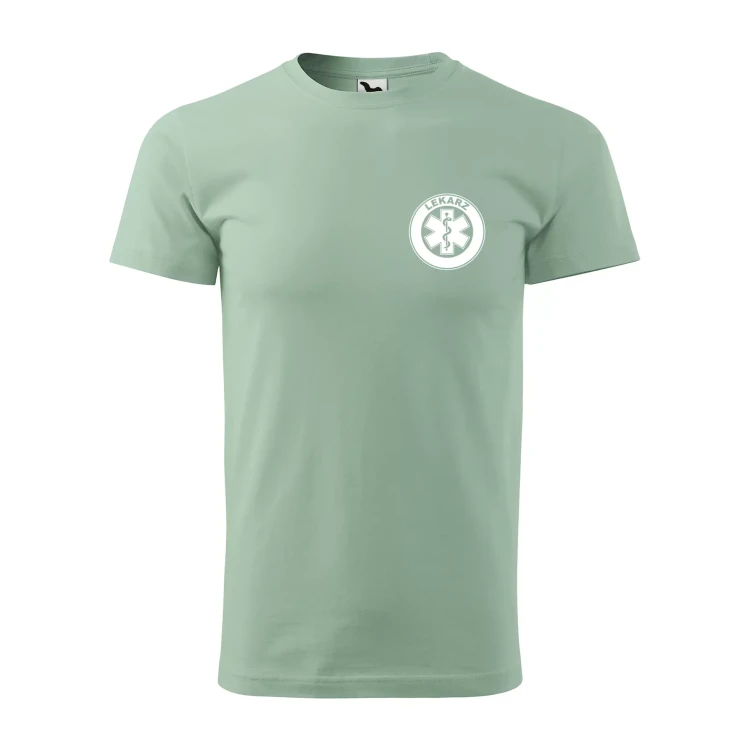 Koszulka z krótkim rękawem z logo na sercu i plecach męska z nadrukiem LEKARZ 160g BASIC 129 koszulka krótki rękaw WSZYSTKIE KOLORY (38).webp