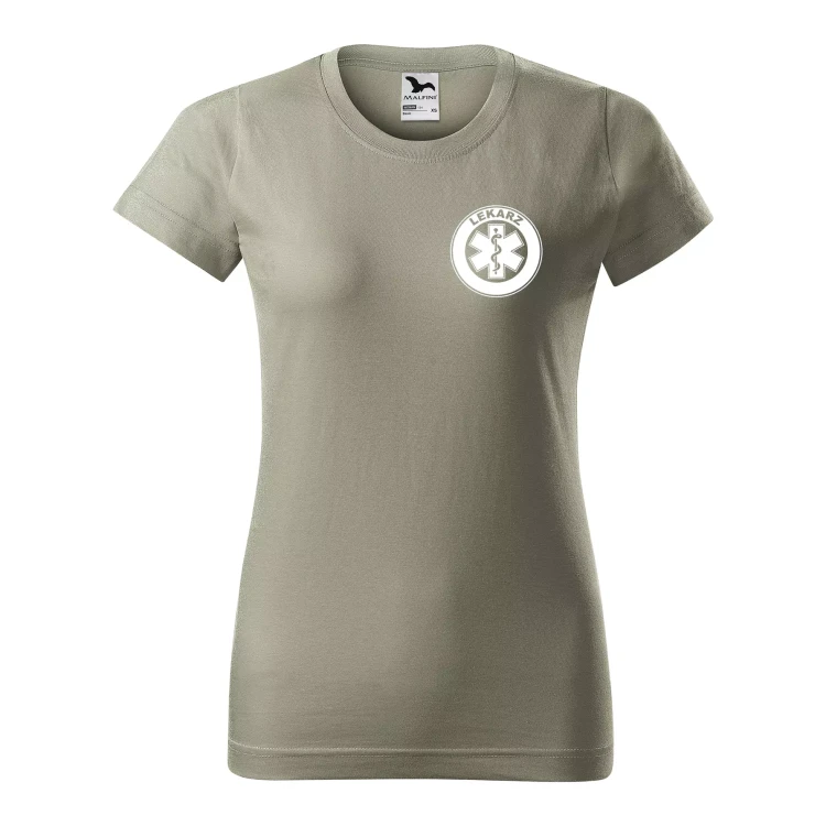 Koszulka damska BASIC 134 medyczna z krótkim rękawem z logo na sercu i plecach z nadrukiem LEKARZ logo 160 gm² koszulka krótki rękaw WSZYSTKIE KOLORY (20).webp