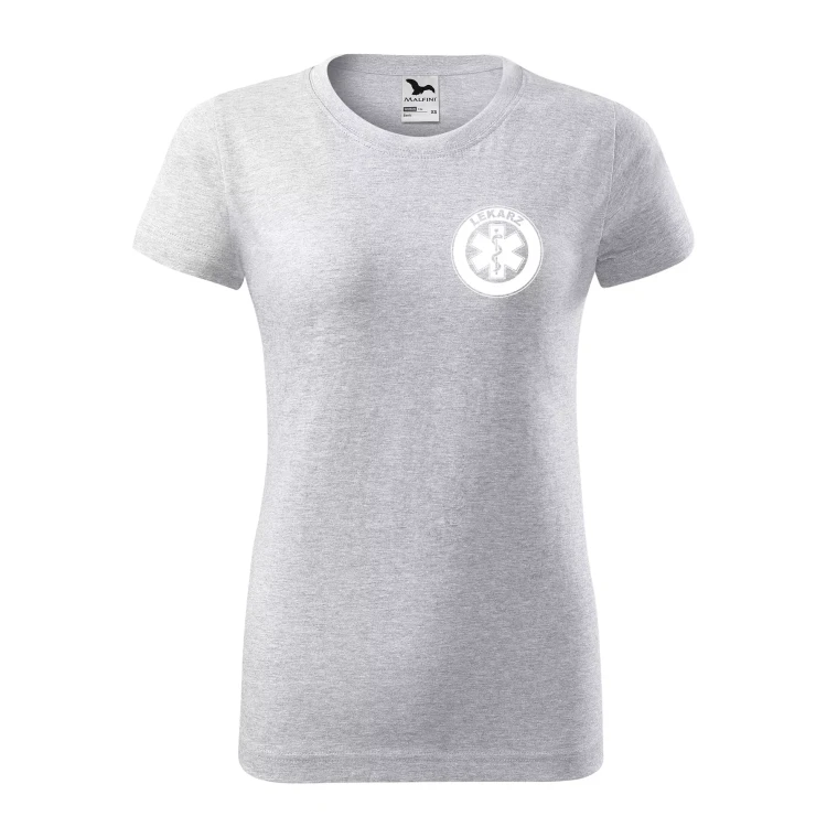 Koszulka damska BASIC 134 medyczna z krótkim rękawem z logo na sercu i plecach z nadrukiem LEKARZ logo 160 gm² koszulka krótki rękaw WSZYSTKIE KOLORY (21).webp