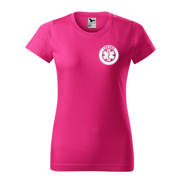 Koszulka damska BASIC 134 medyczna z krótkim rękawem z logo na sercu i plecach z nadrukiem LEKARZ logo 160 gm² koszulka krótki rękaw WSZYSTKIE KOLORY (30).webp