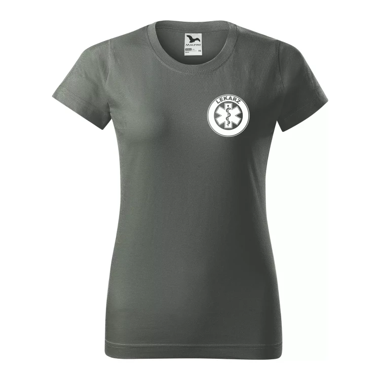 Koszulka damska BASIC 134 medyczna z krótkim rękawem z logo na sercu i plecach z nadrukiem LEKARZ logo 160 gm² koszulka krótki rękaw WSZYSTKIE KOLORY (35).webp