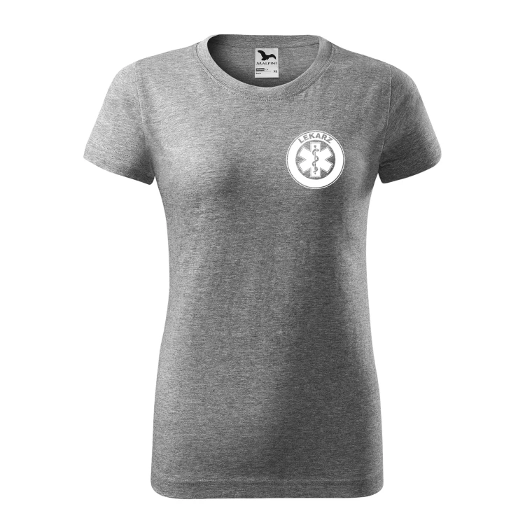 Koszulka damska BASIC 134 medyczna z krótkim rękawem z logo na sercu i plecach z nadrukiem LEKARZ logo 160 gm² koszulka krótki rękaw WSZYSTKIE KOLORY (36).webp