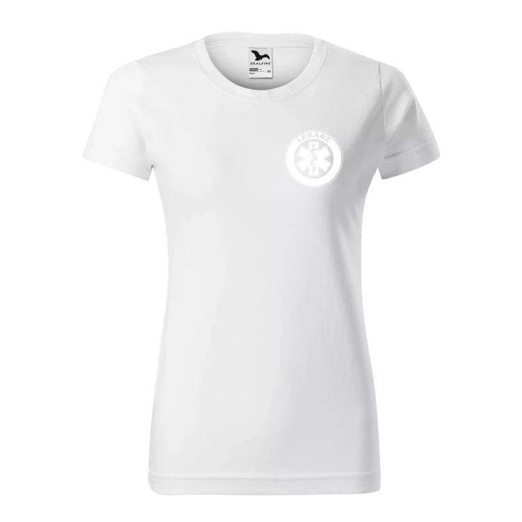 Koszulka damska BASIC 134 medyczna z krótkim rękawem z logo na sercu i plecach z nadrukiem LEKARZ logo 160 gm² koszulka krótki rękaw WSZYSTKIE KOLORY (40).webp