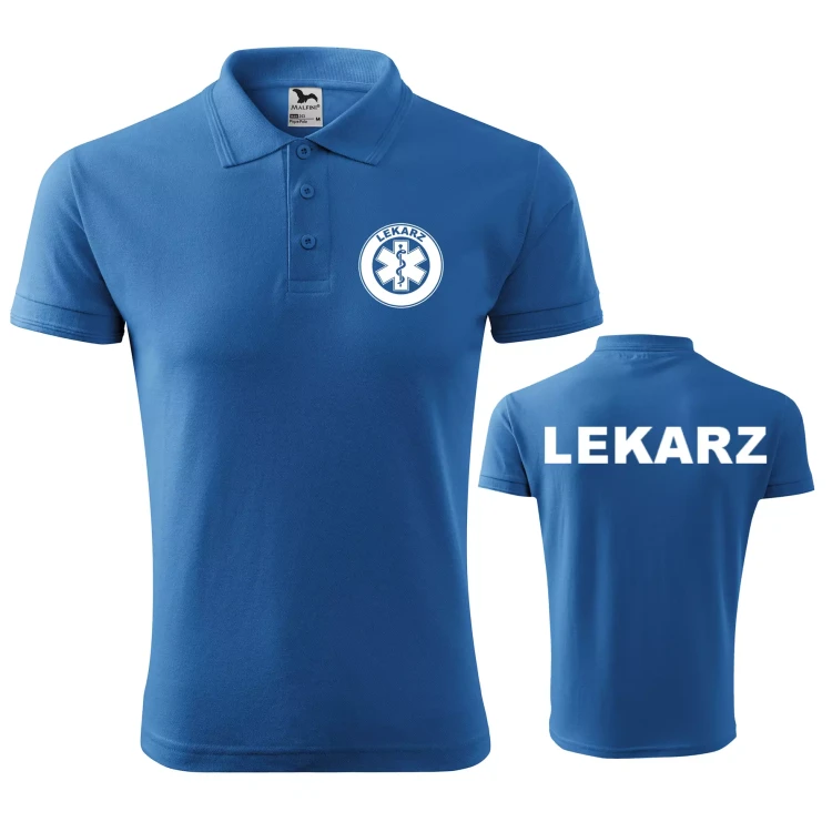 Koszulka polo męska z logo na sercu i plecach z nadrukiem LEKARZ 200g Pique Polo 203 koszulka polo WSZYSTKIE KOLORY (1).webp