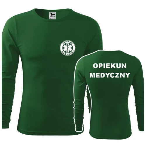 Koszulka męska z długim rękawem Fit-T LS 119 160gm² z nadrukiem OPIEKUN MEDYCZNY na sercu i plecach WSZYSTKIE KOLORY.webp