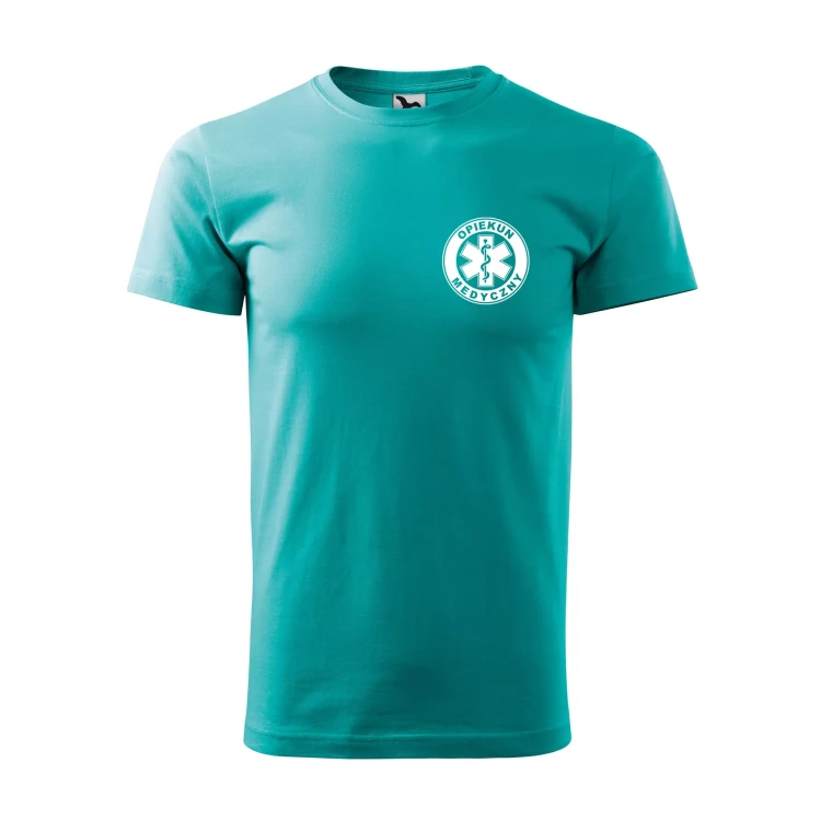 Koszulka z krótkim rękawem z logo na sercu i plecach męska z nadrukiem OPIEKUN MEDYCZNYN 160g BASIC 129 koszulka krótki rękaw WSZYSTKIE KOLORY (4).webp