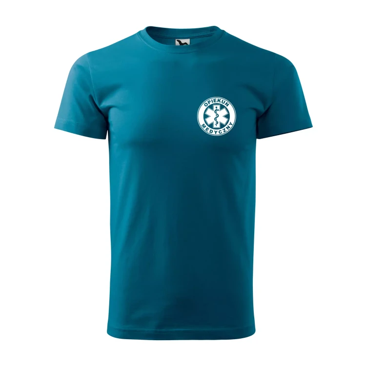 Koszulka z krótkim rękawem z logo na sercu i plecach męska z nadrukiem OPIEKUN MEDYCZNYN 160g BASIC 129 koszulka krótki rękaw WSZYSTKIE KOLORY (7).webp