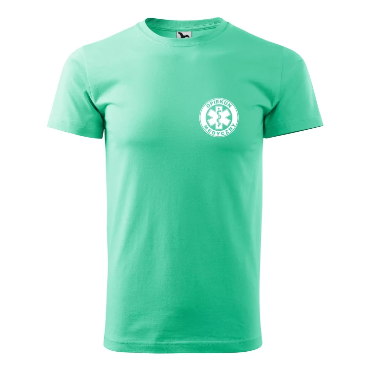 Koszulka z krótkim rękawem z logo na sercu i plecach męska z nadrukiem OPIEKUN MEDYCZNYN 160g BASIC 129 koszulka krótki rękaw WSZYSTKIE KOLORY (9).webp