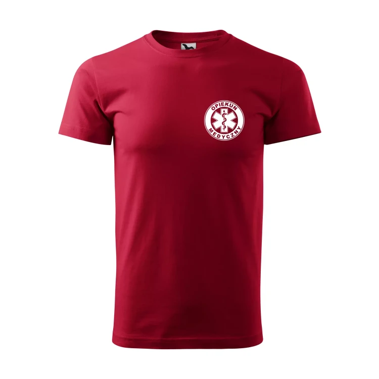 Koszulka z krótkim rękawem z logo na sercu i plecach męska z nadrukiem OPIEKUN MEDYCZNYN 160g BASIC 129 koszulka krótki rękaw WSZYSTKIE KOLORY (10).webp