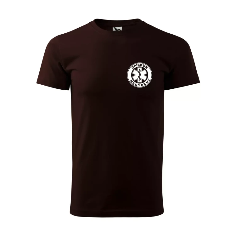 Koszulka z krótkim rękawem z logo na sercu i plecach męska z nadrukiem OPIEKUN MEDYCZNYN 160g BASIC 129 koszulka krótki rękaw WSZYSTKIE KOLORY (16).webp