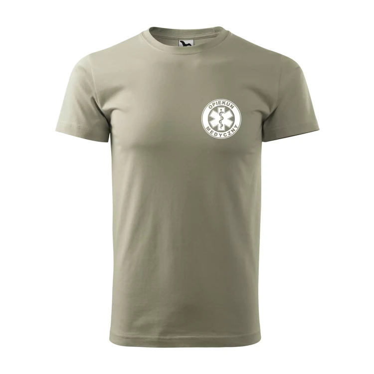 Koszulka z krótkim rękawem z logo na sercu i plecach męska z nadrukiem OPIEKUN MEDYCZNYN 160g BASIC 129 koszulka krótki rękaw WSZYSTKIE KOLORY (17).webp