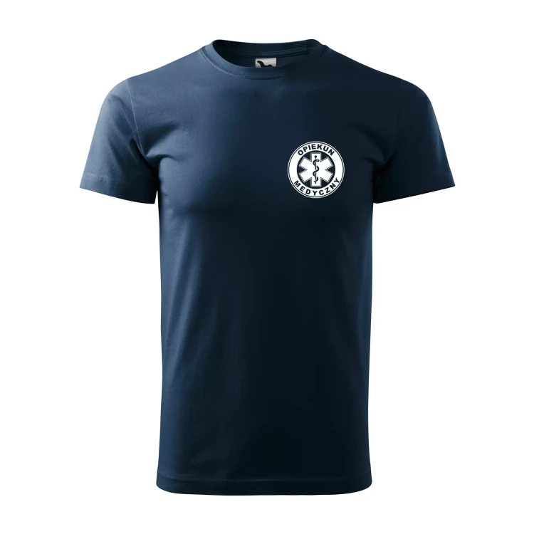 Koszulka z krótkim rękawem z logo na sercu i plecach męska z nadrukiem OPIEKUN MEDYCZNYN 160g BASIC 129 koszulka krótki rękaw WSZYSTKIE KOLORY (20).webp