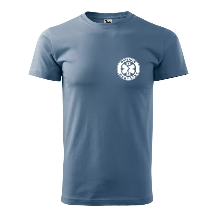 Koszulka z krótkim rękawem z logo na sercu i plecach męska z nadrukiem OPIEKUN MEDYCZNYN 160g BASIC 129 koszulka krótki rękaw WSZYSTKIE KOLORY (25).webp