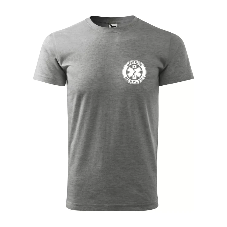 Koszulka z krótkim rękawem z logo na sercu i plecach męska z nadrukiem OPIEKUN MEDYCZNYN 160g BASIC 129 koszulka krótki rękaw WSZYSTKIE KOLORY (31).webp