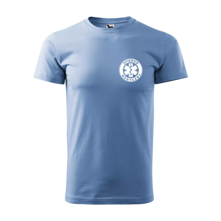 Koszulka z krótkim rękawem z logo na sercu i plecach męska z nadrukiem OPIEKUN MEDYCZNYN 160g BASIC 129 koszulka krótki rękaw WSZYSTKIE KOLORY (34).webp