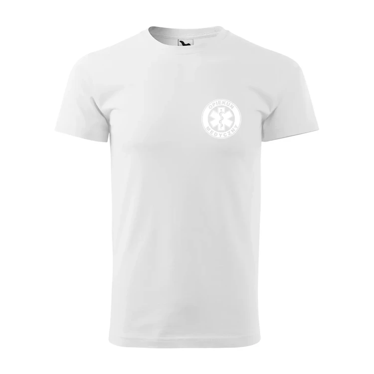 Koszulka z krótkim rękawem z logo na sercu i plecach męska z nadrukiem OPIEKUN MEDYCZNYN 160g BASIC 129 koszulka krótki rękaw WSZYSTKIE KOLORY (35).webp