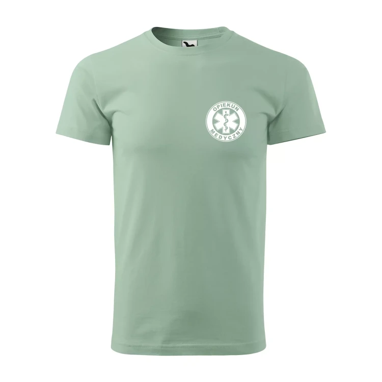 Koszulka z krótkim rękawem z logo na sercu i plecach męska z nadrukiem OPIEKUN MEDYCZNYN 160g BASIC 129 koszulka krótki rękaw WSZYSTKIE KOLORY (38).webp