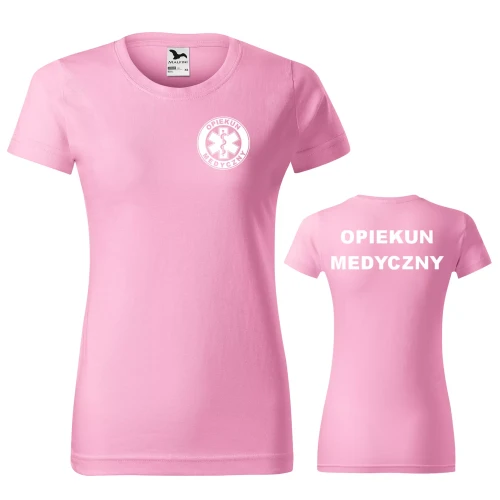 Koszulka damska BASIC 134 medyczna z krótkim rękawem z logo na sercu i plecach z nadrukiem OPIEKUN MEDYCZNY logo 160 gm² koszulka krótki rękaw WSZYSTKIE  (27).webp