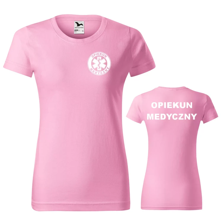 Koszulka damska BASIC 134 medyczna z krótkim rękawem z logo na sercu i plecach z nadrukiem OPIEKUN MEDYCZNY logo 160 gm² koszulka krótki rękaw WSZYSTKIE  (27).webp