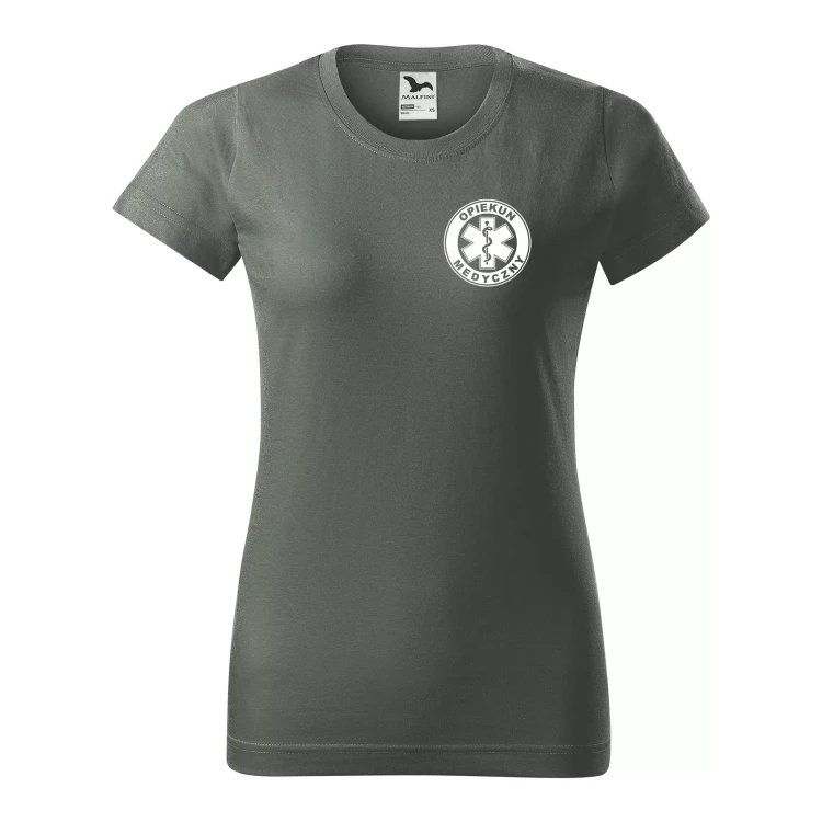Koszulka damska BASIC 134 medyczna z krótkim rękawem z logo na sercu i plecach z nadrukiem OPIEKUN MEDYCZNY logo 160 gm² koszulka krótki rękaw WSZYSTKIE  (21).webp