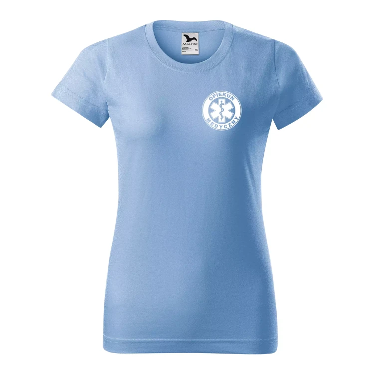 Koszulka damska BASIC 134 medyczna z krótkim rękawem z logo na sercu i plecach z nadrukiem OPIEKUN MEDYCZNY logo 160 gm² koszulka krótki rękaw WSZYSTKIE  (25).webp