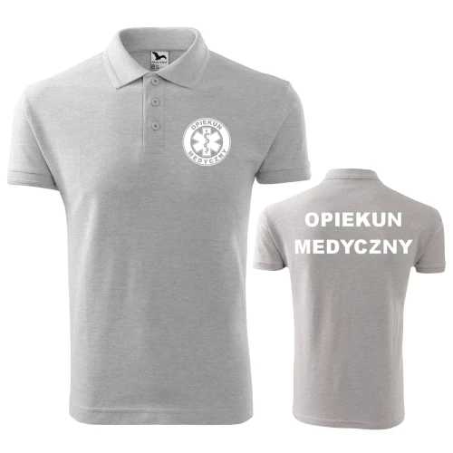Koszulka polo męska z logo na sercu i plecach z nadrukiem OPIEKUN MEDYCZNY 200g Pique Polo 203 koszulka polo WSZYSTKIE KOLORY (1).webp