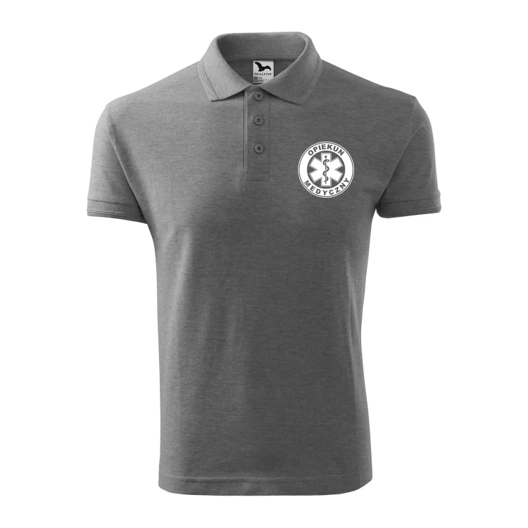Koszulka polo męska z logo na sercu i plecach z nadrukiem OPIEKUN MEDYCZNY 200g Pique Polo 203 koszulka polo WSZYSTKIE KOLORY (27).webp