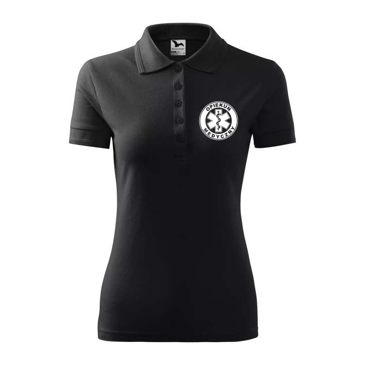 Koszulka damska polo z logo na sercu i plecach z nadrukiem OPIEKUN MEDYCZNY logo firmy 200 gm² Pique Polo 210 koszulka polo WSZYSTKIE KOLORY (18).webp