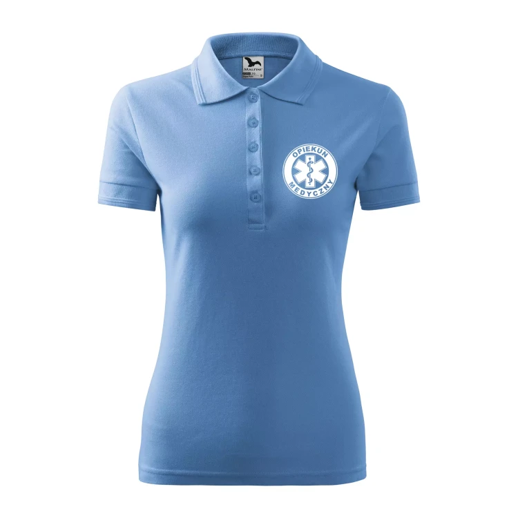 Koszulka damska polo z logo na sercu i plecach z nadrukiem OPIEKUN MEDYCZNY logo firmy 200 gm² Pique Polo 210 koszulka polo WSZYSTKIE KOLORY (25).webp
