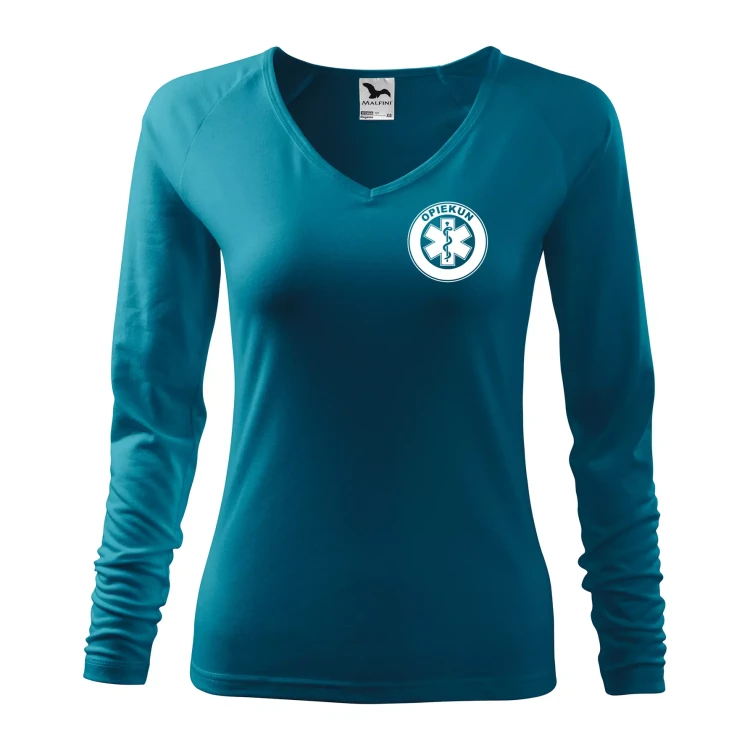 Koszulka damska z długim rękawem Elegance 127 z nadrukiem OPIEKUN na sercu i plecach odzież reklamowa 180 gm² WSZYSTKIE KOLORY (3).webp