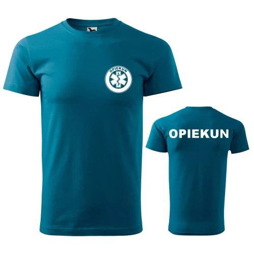 Koszulka z krótkim rękawem z logo na sercu i plecach męska z nadrukiem OPIEKUN 160g BASIC 129 koszulka krótki rękaw WSZYSTKIE KOLORY (39).webp