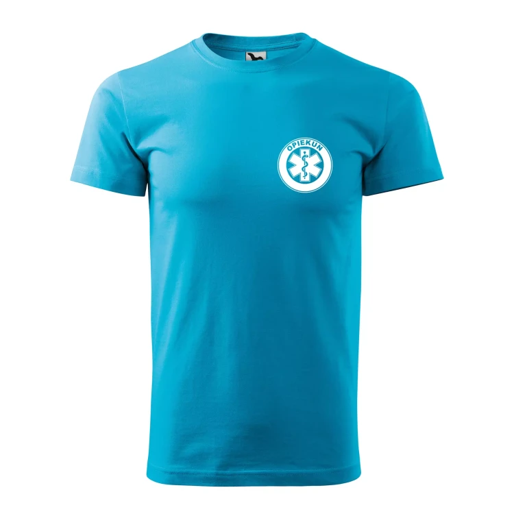 Koszulka z krótkim rękawem z logo na sercu i plecach męska z nadrukiem OPIEKUN 160g BASIC 129 koszulka krótki rękaw WSZYSTKIE KOLORY (2).webp