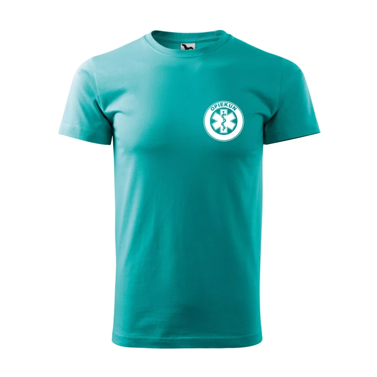 Koszulka z krótkim rękawem z logo na sercu i plecach męska z nadrukiem OPIEKUN 160g BASIC 129 koszulka krótki rękaw WSZYSTKIE KOLORY (3).webp